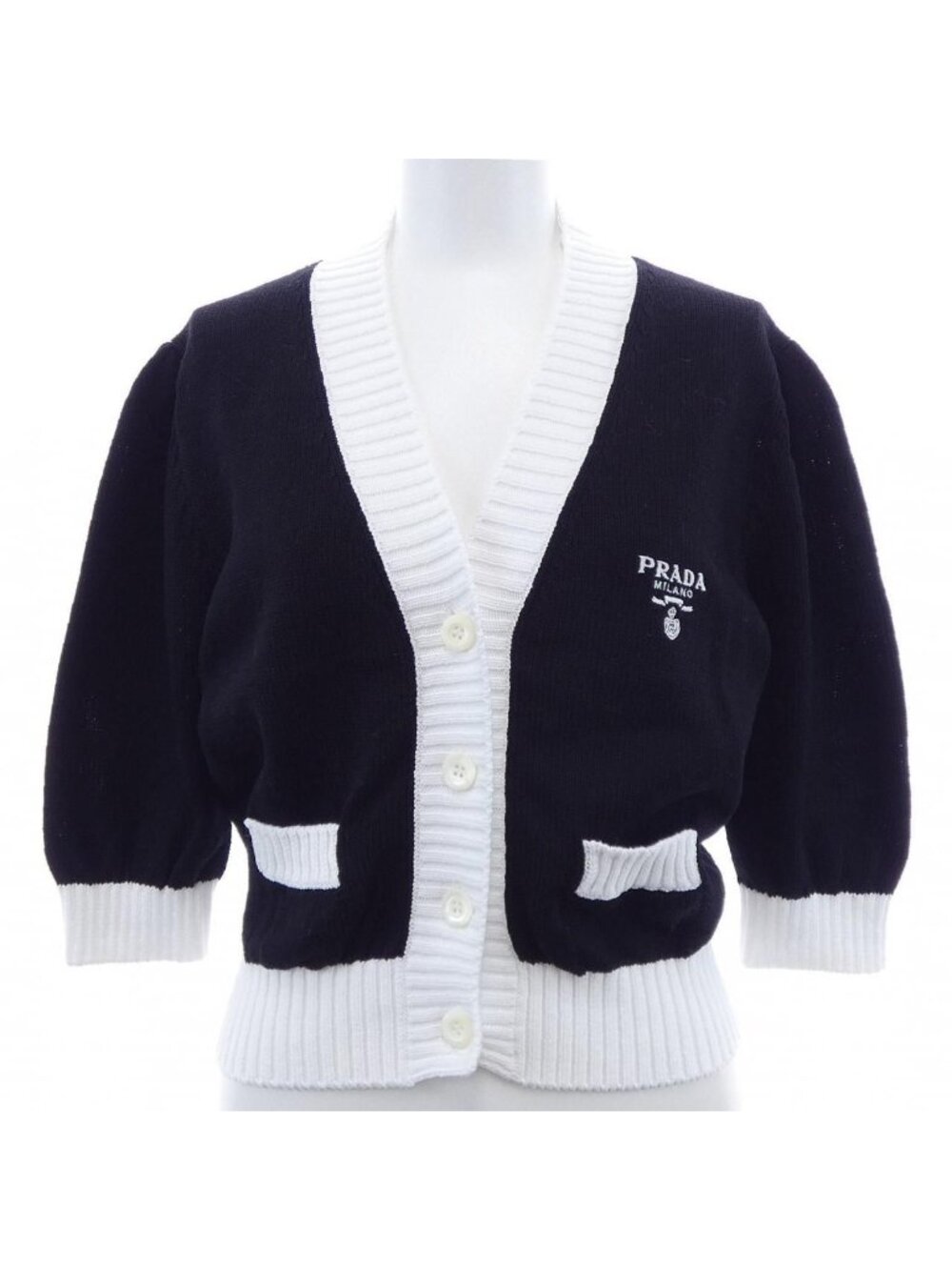 Prada Cropped Semi Raglan Shoulder Cardigan